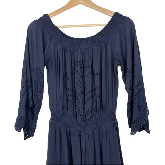 ASTR the Label Sofia Long Sleeve Eyelet Smocked Romper - Picture 3 of 8